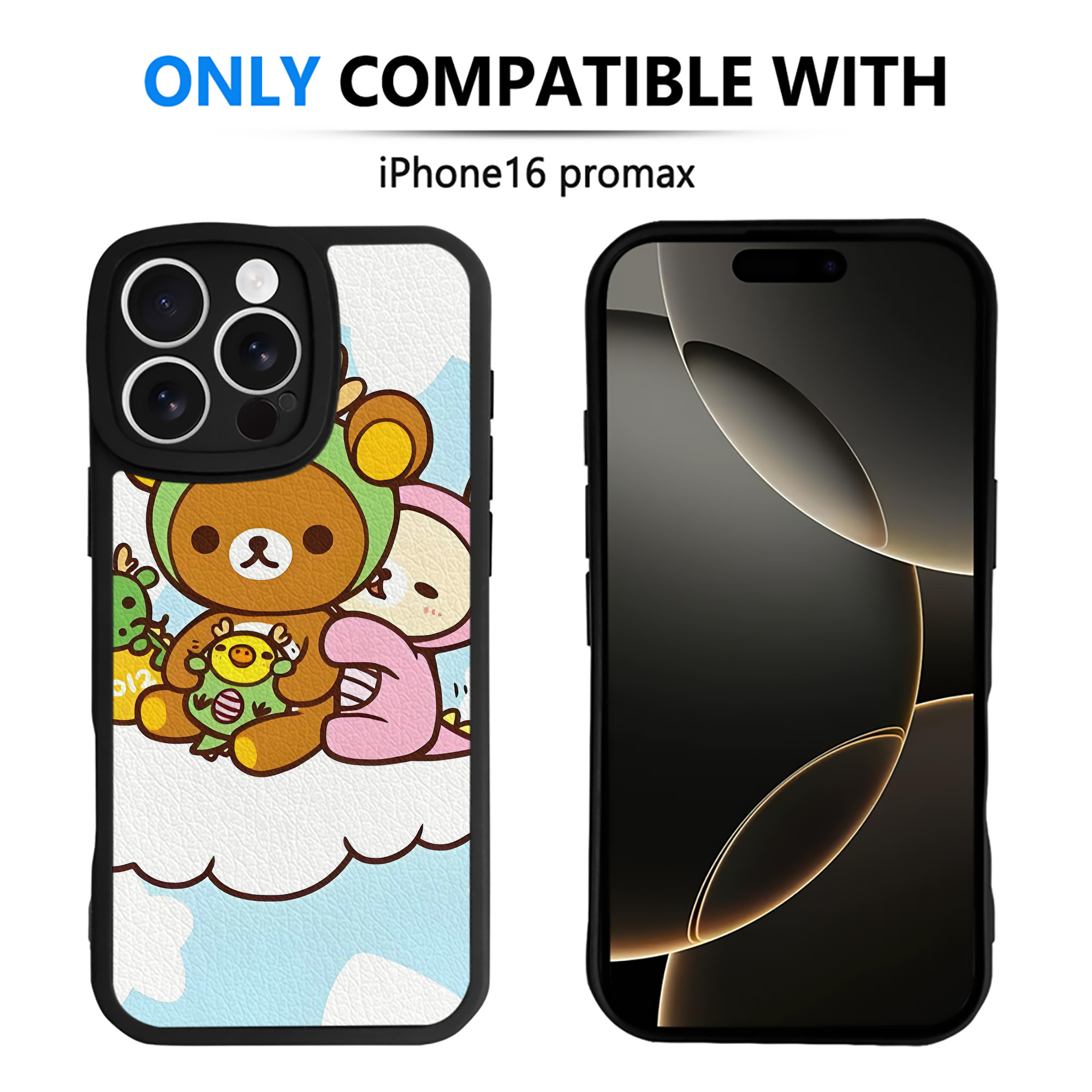 （画像用） リラックマ リラックマ キイロイトリ Rilakkuma Korilakkuma Kiiroitori 【iPhone 16シリーズ対応】シリコンスマホケース（レザー調） 材質：シリコン